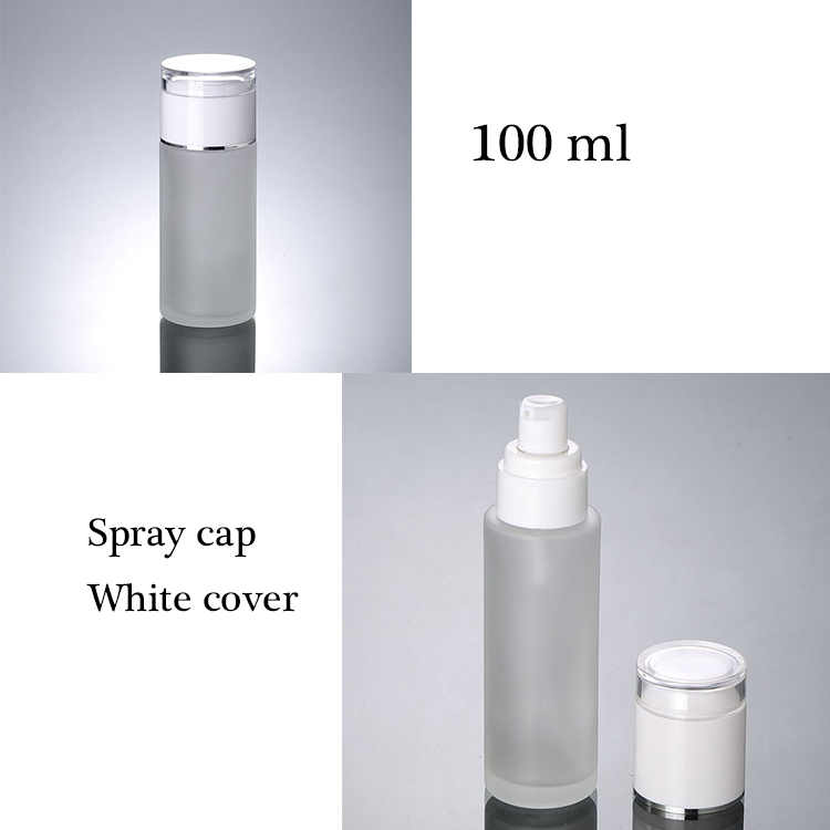 Newest Cosmetic Glass Jar White Cap Frosted Cosmetic Glass Bottle