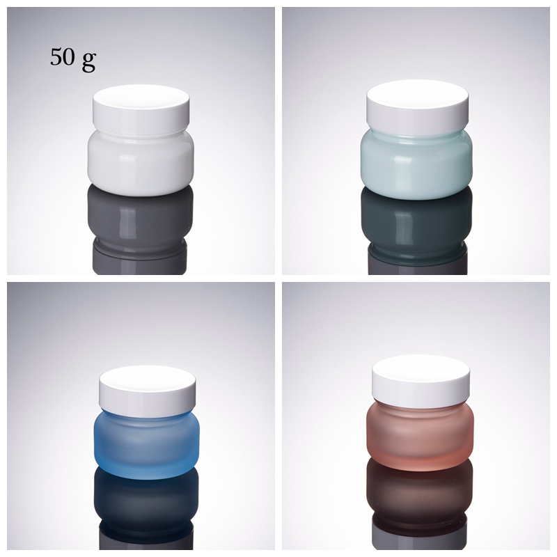 Fashion Packaging Manufacturer Colorful Glass Bottle Frosted 50G Cosmetic Jar Cosmetic Glass Bottle