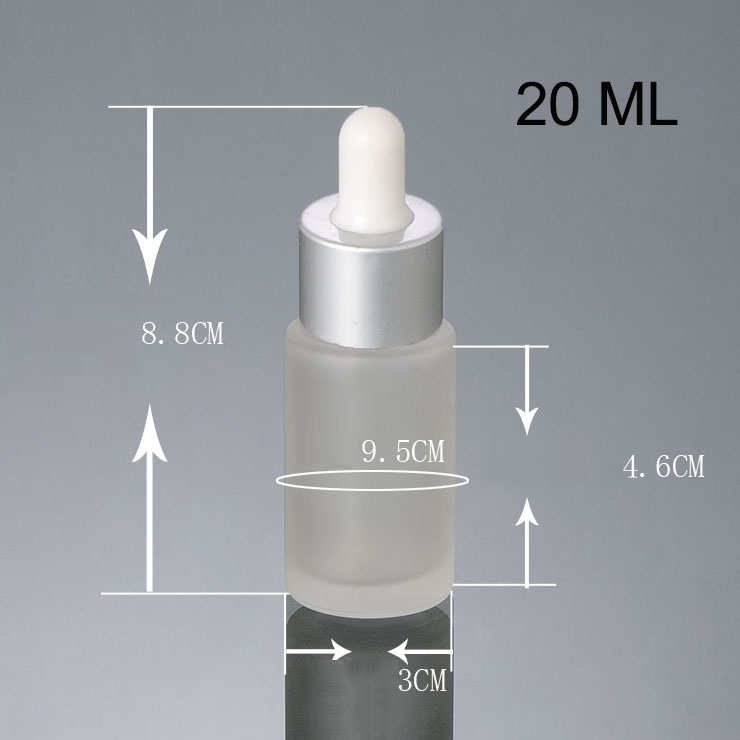 Cosmetic packaging round white matte white 20ml 25ml 30m dropper glass bottle for oil