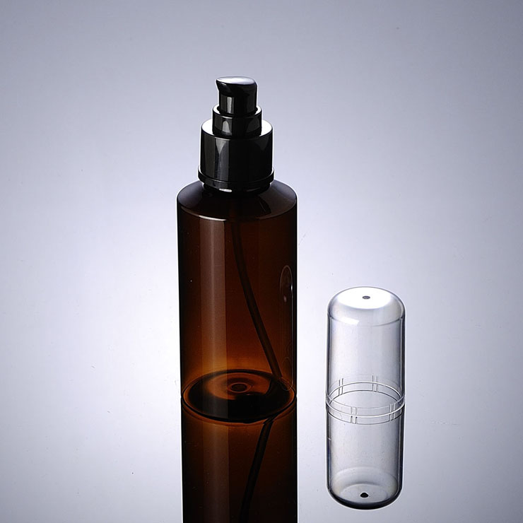 Fast delivery time clear cover black spray cap clear green brown 150ml cosmetic pet bottle