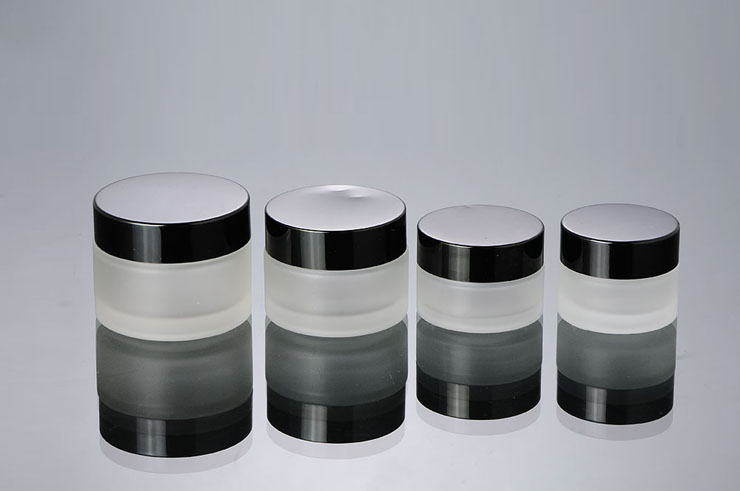 New Recycled Packaging Black Cap Frosted Cosmetic Container 15G 20G 30G 50G Glass Cosmetic Jar