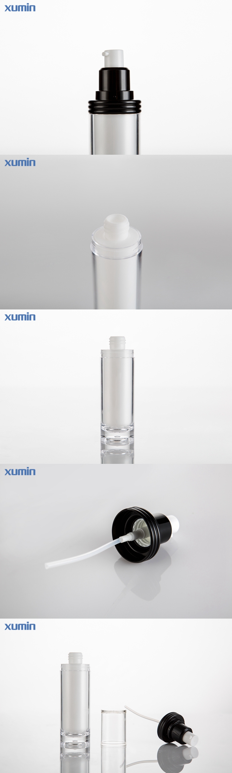 Free sample cosmetic plastic bottle 15g 20g 30g 50g 75g acrylic pressure lotion bottle serum cream jar